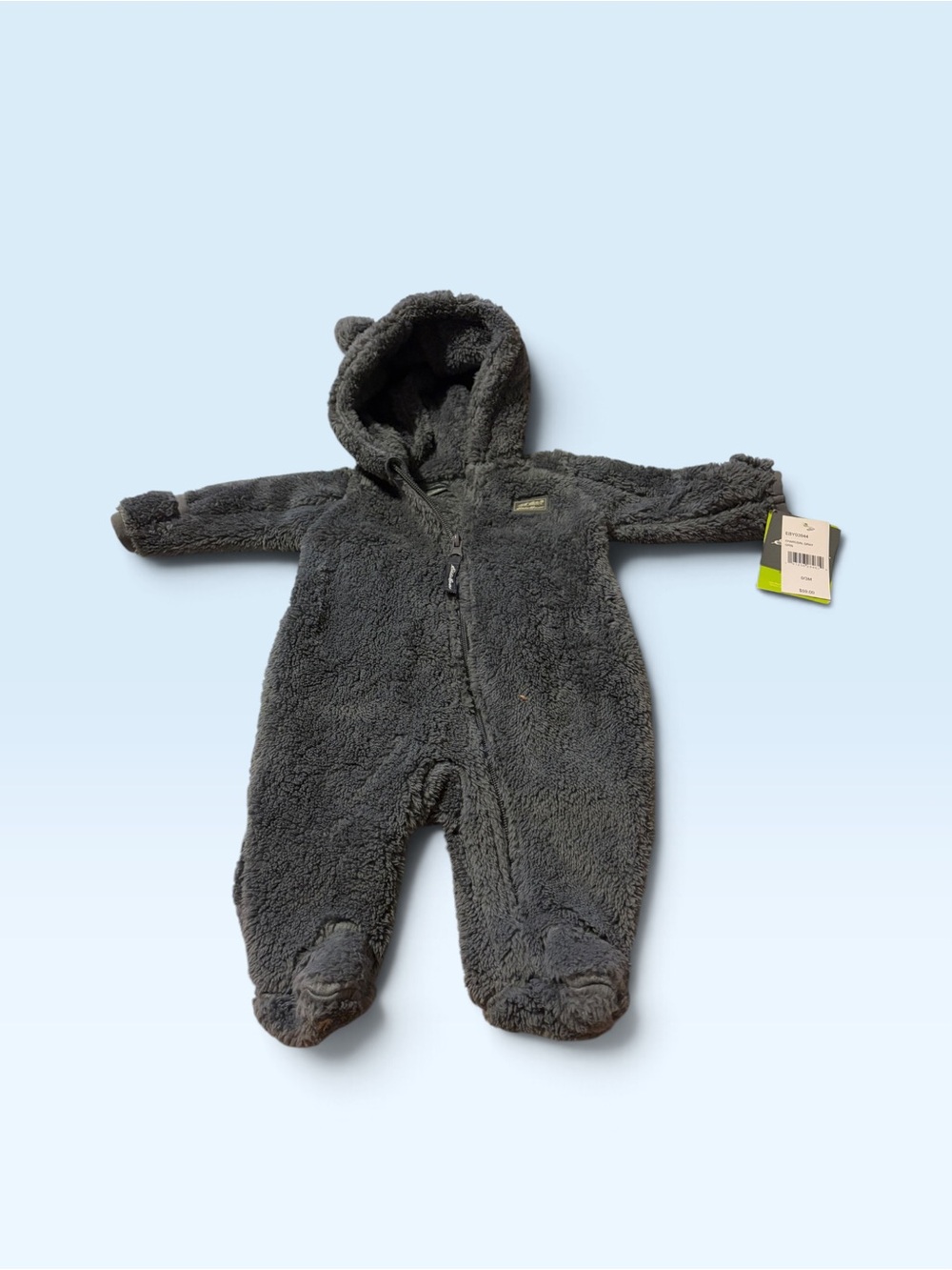 Eddie Bauer Cozy Hooded Fleece Baby One-Piece - Dark Gray 0-3 months